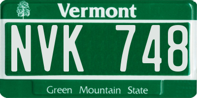 VT license plate NVK748