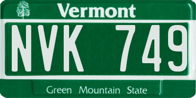VT license plate NVK749