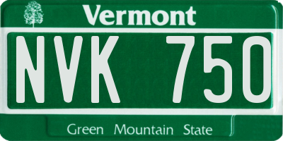 VT license plate NVK750