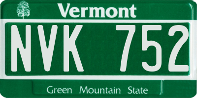 VT license plate NVK752