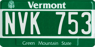 VT license plate NVK753