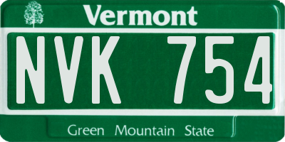 VT license plate NVK754