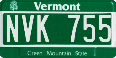 VT license plate NVK755