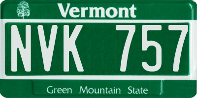 VT license plate NVK757