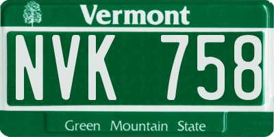 VT license plate NVK758