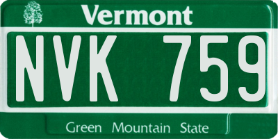 VT license plate NVK759