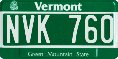 VT license plate NVK760
