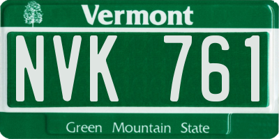 VT license plate NVK761