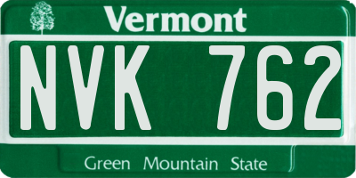 VT license plate NVK762