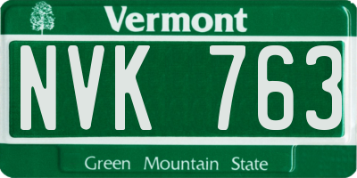 VT license plate NVK763