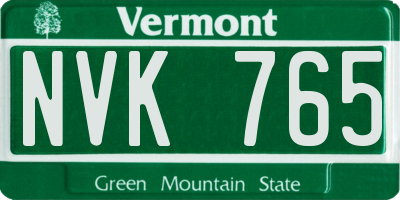 VT license plate NVK765