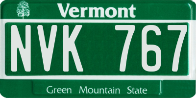 VT license plate NVK767