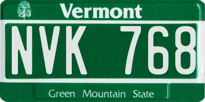 VT license plate NVK768