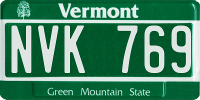 VT license plate NVK769