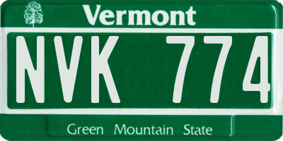 VT license plate NVK774