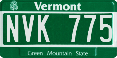 VT license plate NVK775