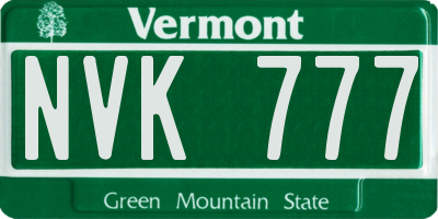 VT license plate NVK777