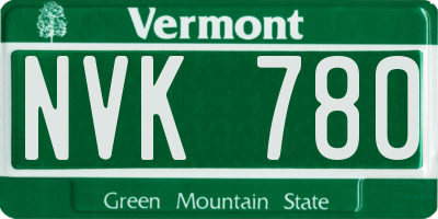 VT license plate NVK780