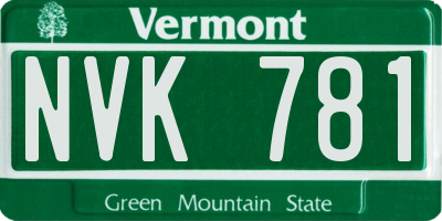 VT license plate NVK781