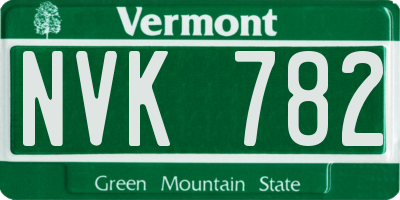 VT license plate NVK782