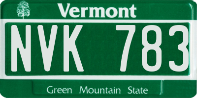 VT license plate NVK783