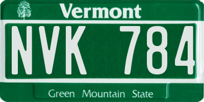 VT license plate NVK784