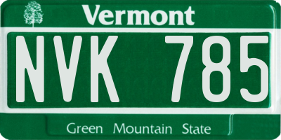 VT license plate NVK785