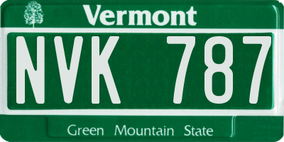 VT license plate NVK787