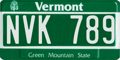 VT license plate NVK789