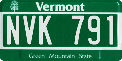 VT license plate NVK791