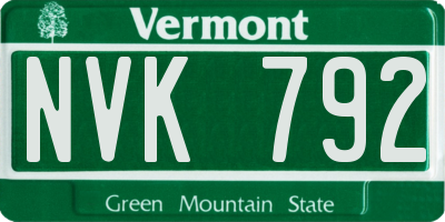 VT license plate NVK792