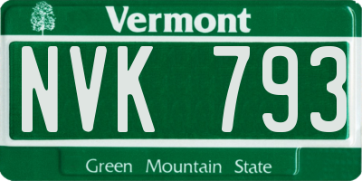 VT license plate NVK793