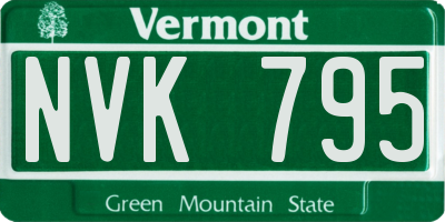 VT license plate NVK795