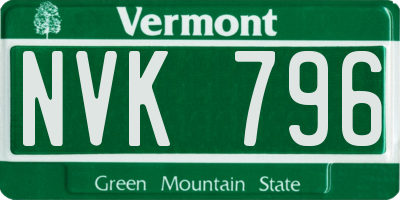 VT license plate NVK796