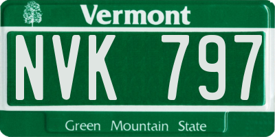VT license plate NVK797
