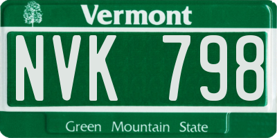 VT license plate NVK798