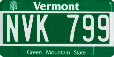 VT license plate NVK799