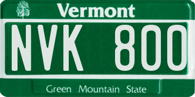 VT license plate NVK800