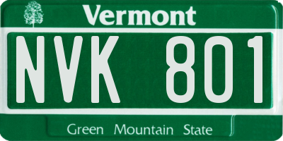 VT license plate NVK801
