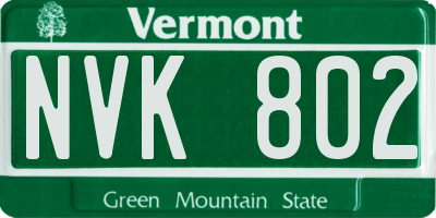 VT license plate NVK802