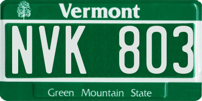 VT license plate NVK803