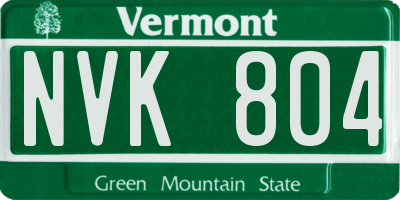 VT license plate NVK804