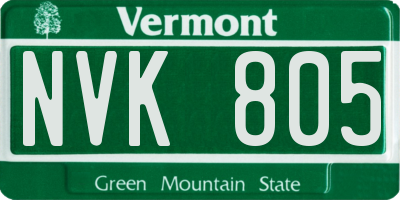 VT license plate NVK805
