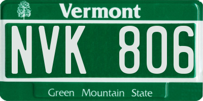 VT license plate NVK806