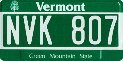 VT license plate NVK807