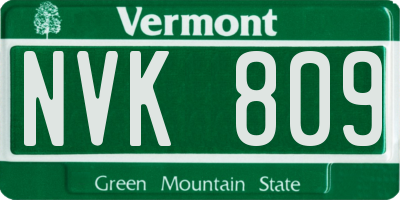 VT license plate NVK809
