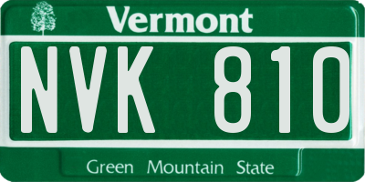 VT license plate NVK810