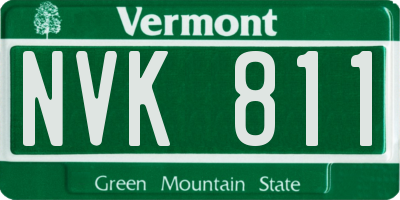 VT license plate NVK811