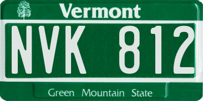 VT license plate NVK812