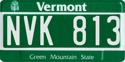 VT license plate NVK813
